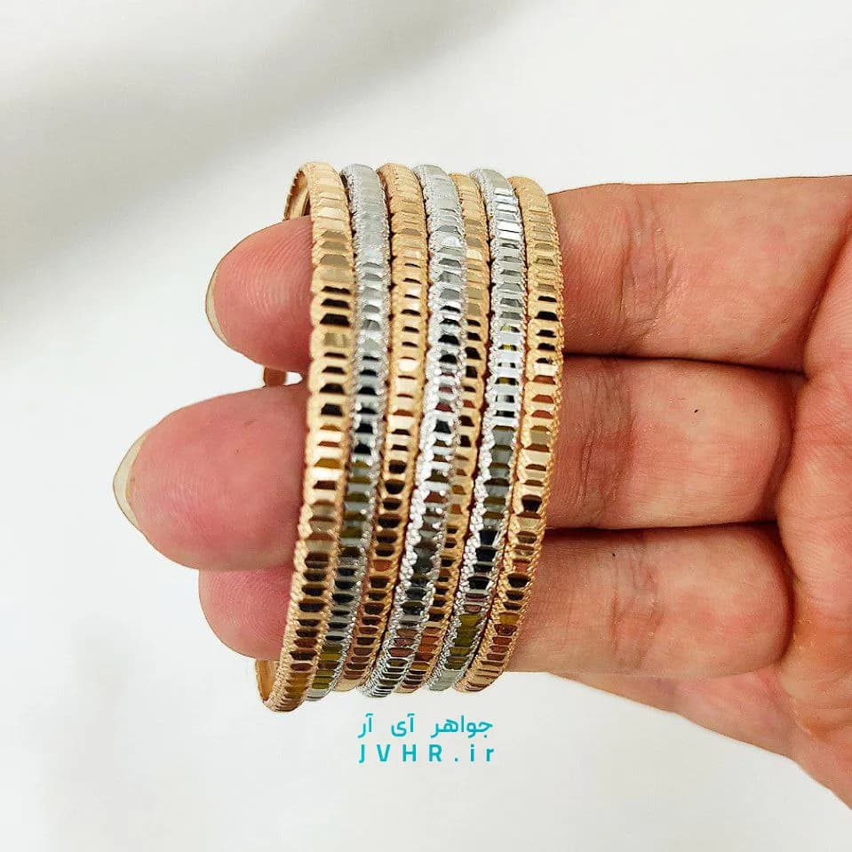 النگو طلاروس دورنگ سایز زنانه بسته 7 عددی — تصویر ۵