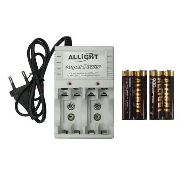 شارژر باتری ALLIGHT با 4 عدد باتری شارژی قلمی