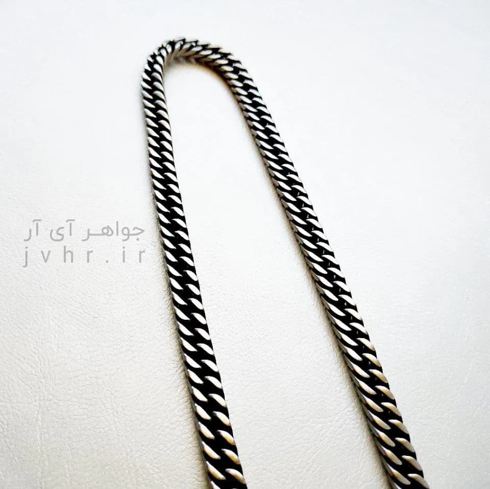 گردنبند مردانه کارتیر دوبل سیاه قلم مات 8 میل استیل نقره ای — تصویر ۸