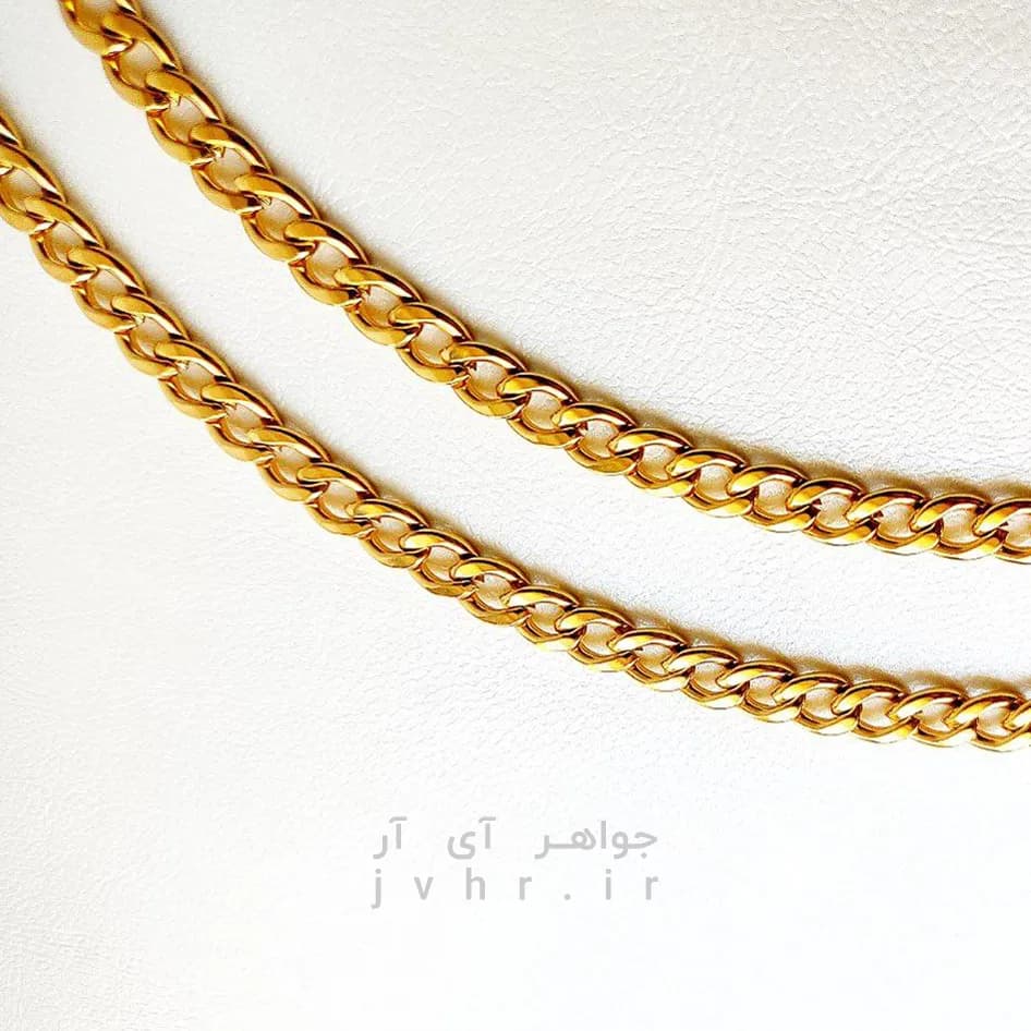 گردنبند کارتیر مردانه 7 میل استیل طلایی
