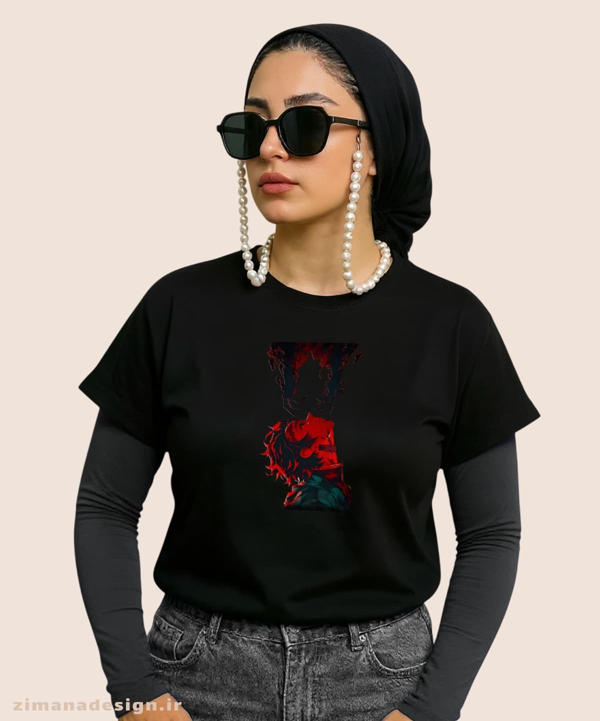 کراپ زنانه طرح شیطان کش کد 1050