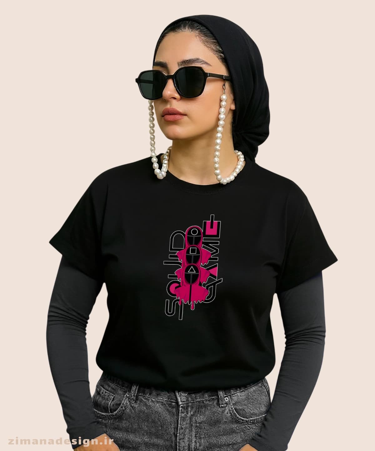 کراپ زنانه طرح اسکویید گیم کد 1048