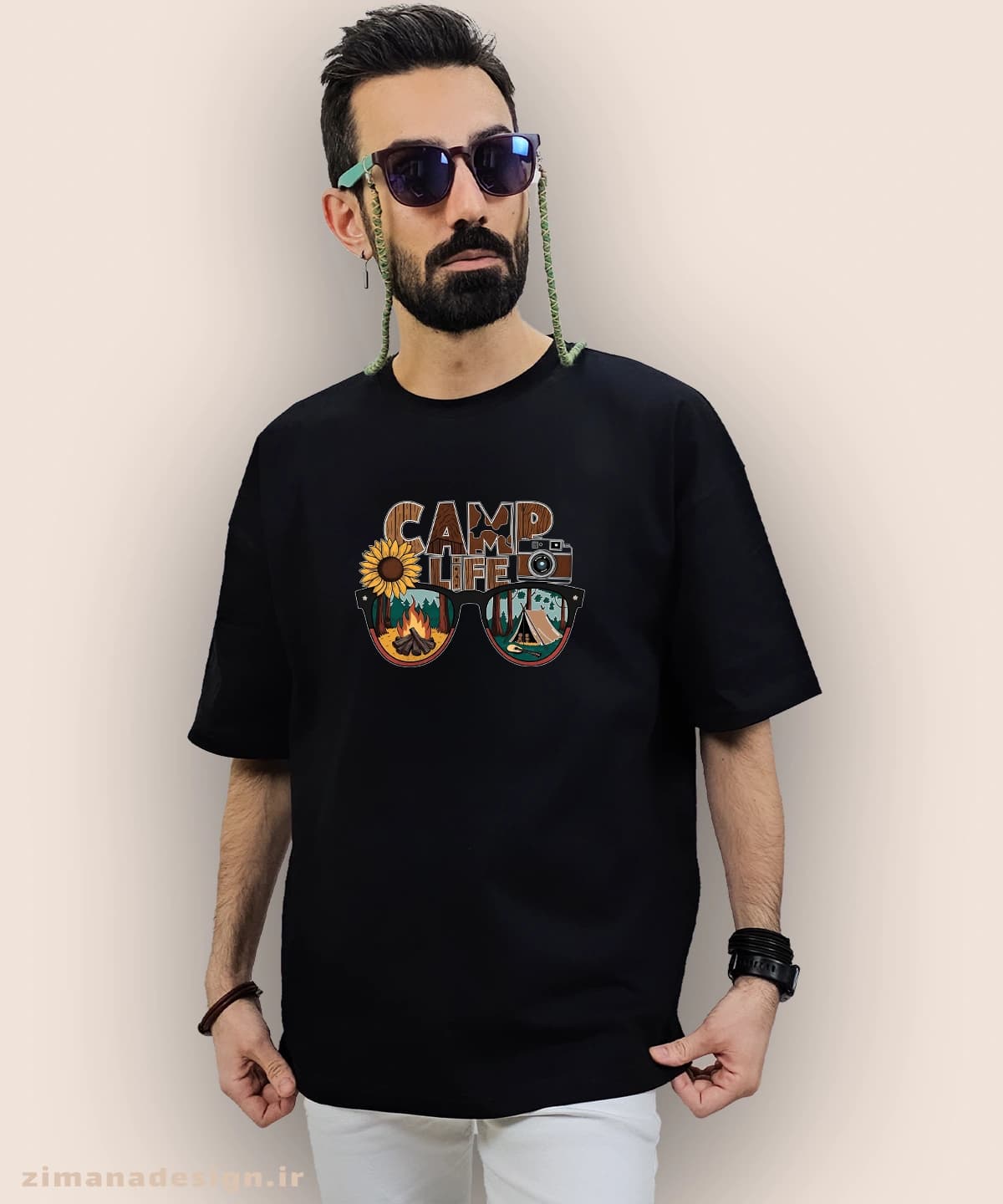 تیشرت لش مردانه و زنانه طرح کمپ و جنگل نوردی | camp life کد 1066 — تصویر ۳