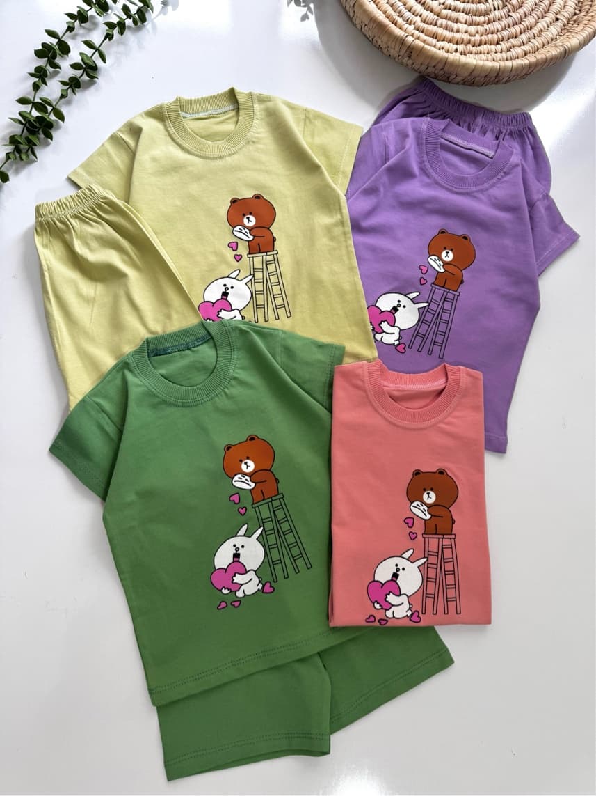 ست تیشرت شورتک سایز ۳۵ تا ۴۵ خرس و خرگوش