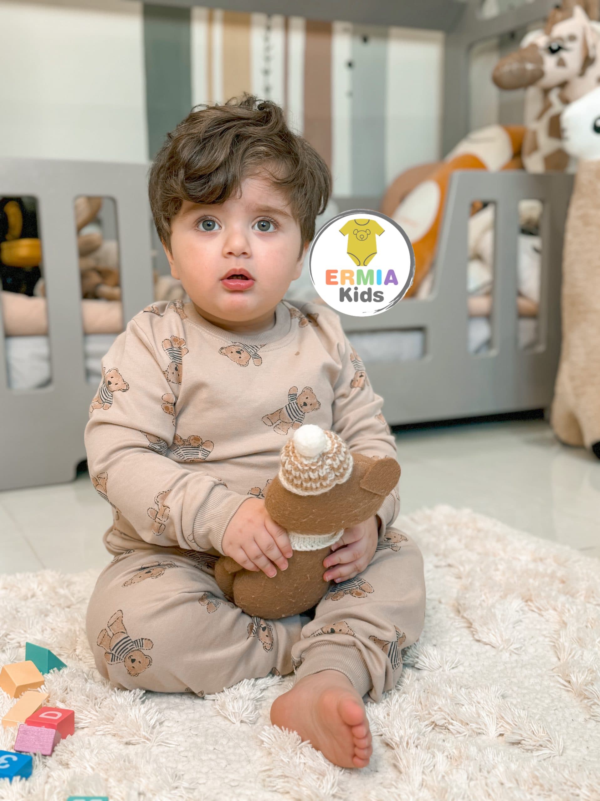 ست بلوزشلوار تدی نخ پنبه لاکرادار