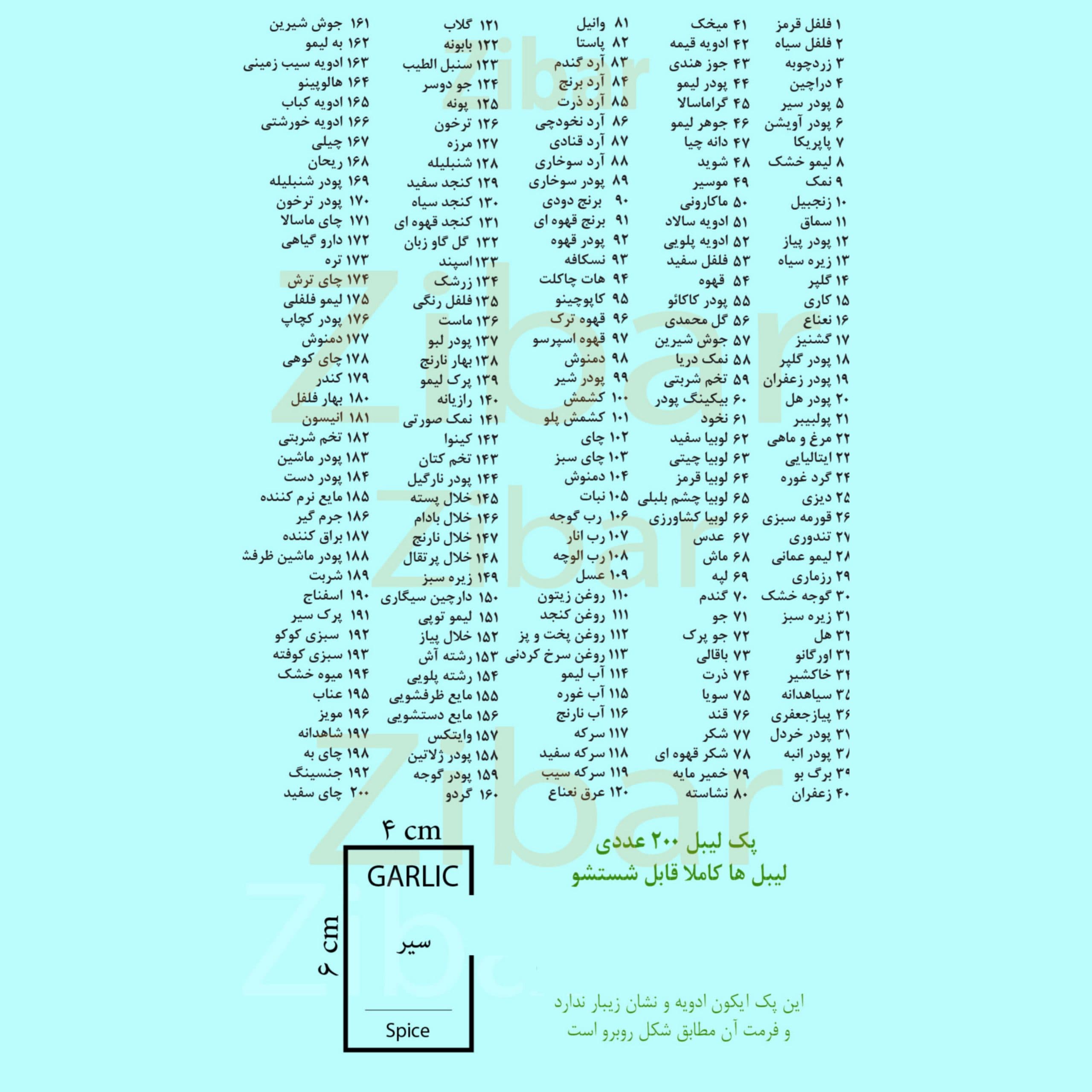 پیک لیبل ۲۰۰ عددی — تصویر ۲