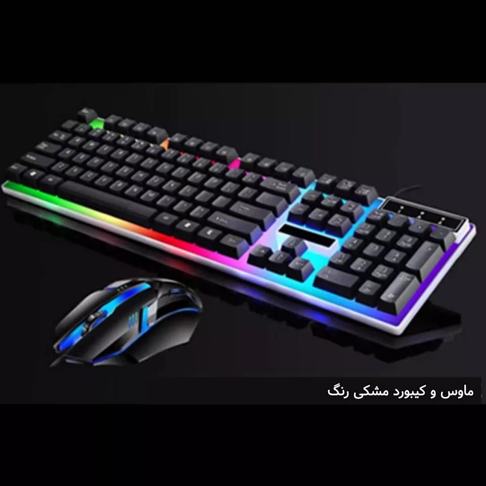 کیبورد و ماوس گیمینگ با نور پس زمینه RGB — تصویر ۲
