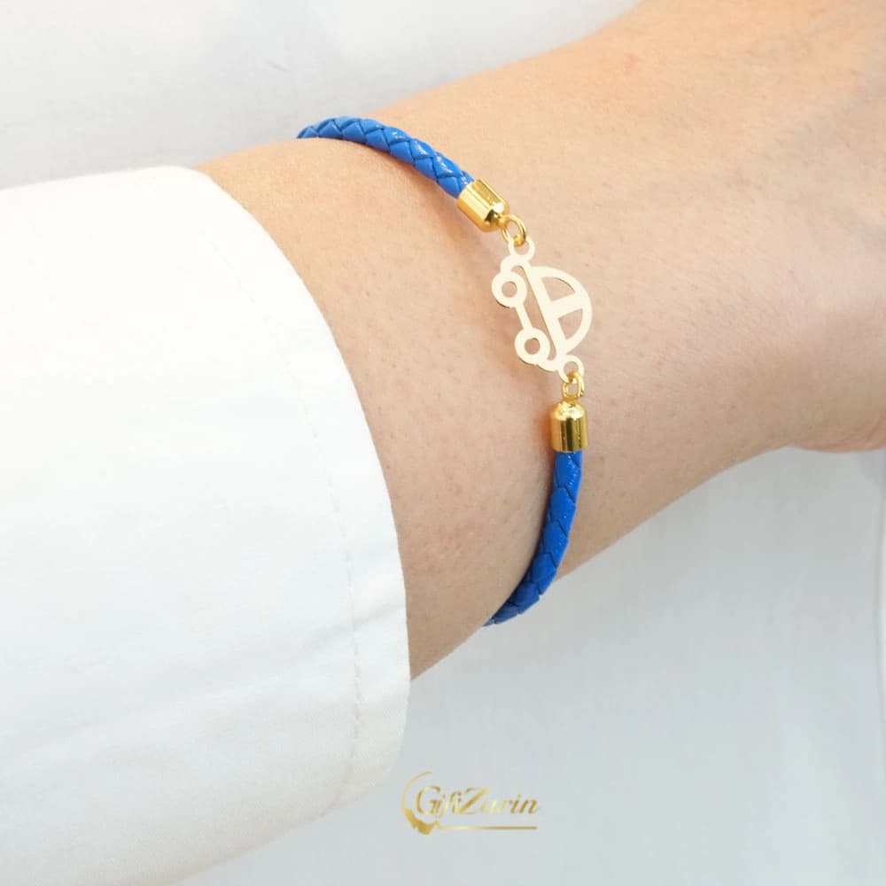 دستبند چرم و طلا ماشین B224