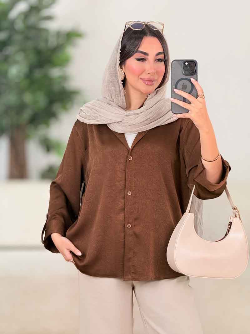 شومیز ساتن آستین پاگن کد 8222 — تصویر ۵