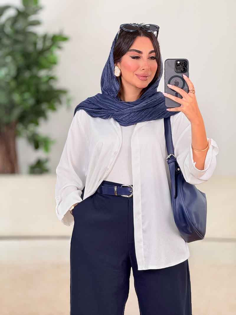 شومیز ساتن آستین پاگن کد 8222 — تصویر ۴