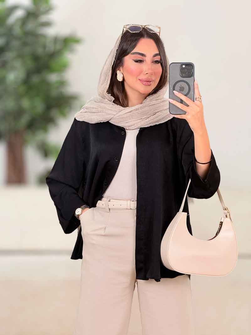 شومیز ساتن آستین پاگن کد 8222 — تصویر ۶