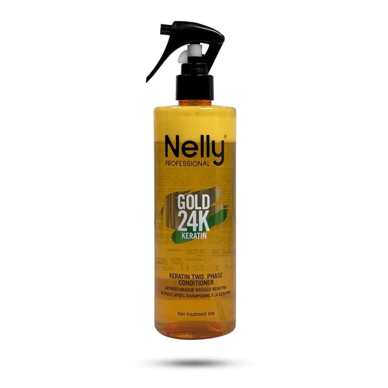 اسپری دوفاز احیا و ترمیم کننده مو گلد 24k کراتین نلی Nelly