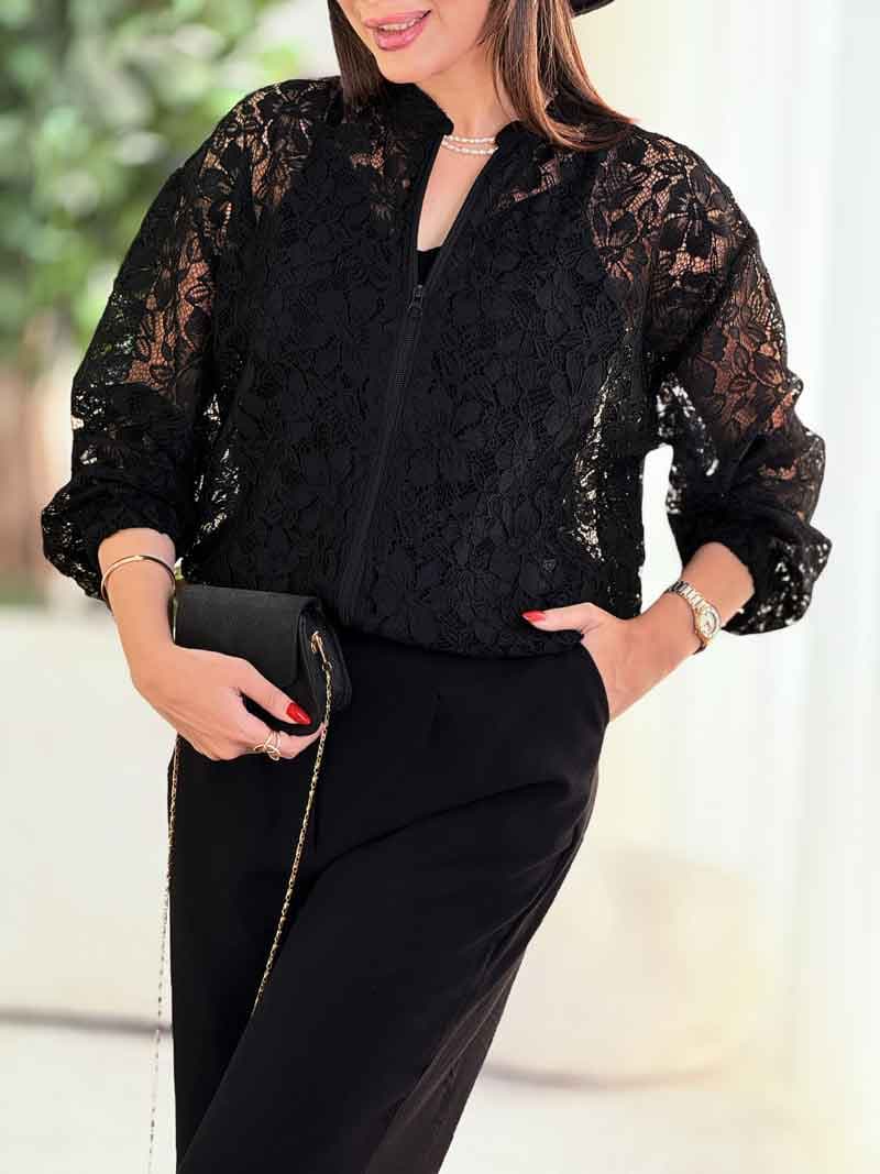 شومیز طرح دار جلو زیپ کد 8395 — تصویر ۷