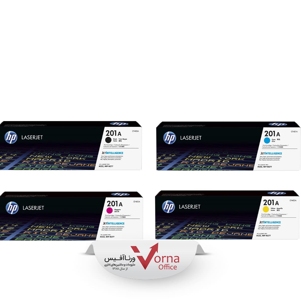 کیت 4 رنگ کارتریج لیزری طرح HP کد 201A
