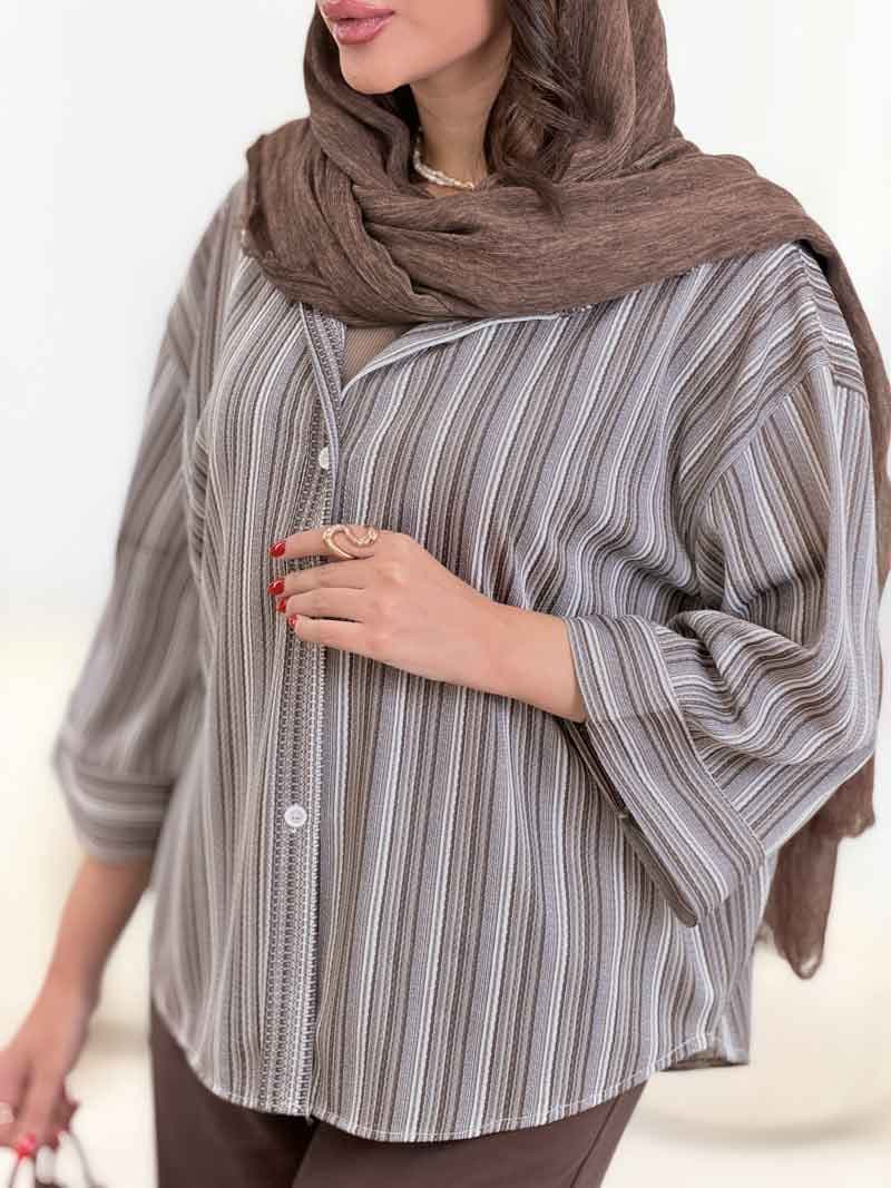 مانتو طرح راه راه طنین کد 8400 — تصویر ۶