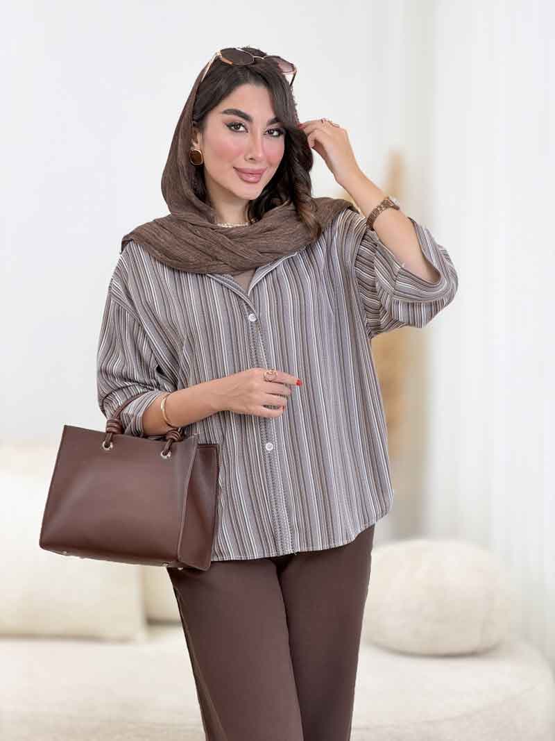 مانتو طرح راه راه طنین کد 8400 — تصویر ۸