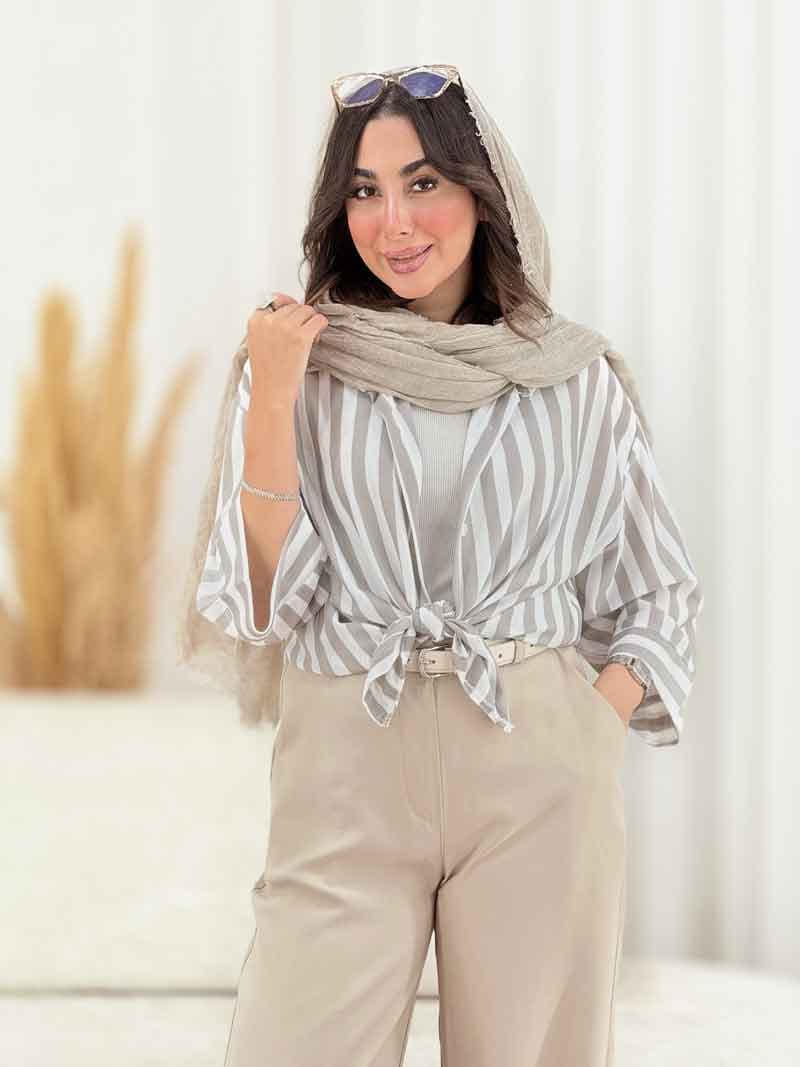 مانتو راه راه آرزو کد 8164 — تصویر ۳