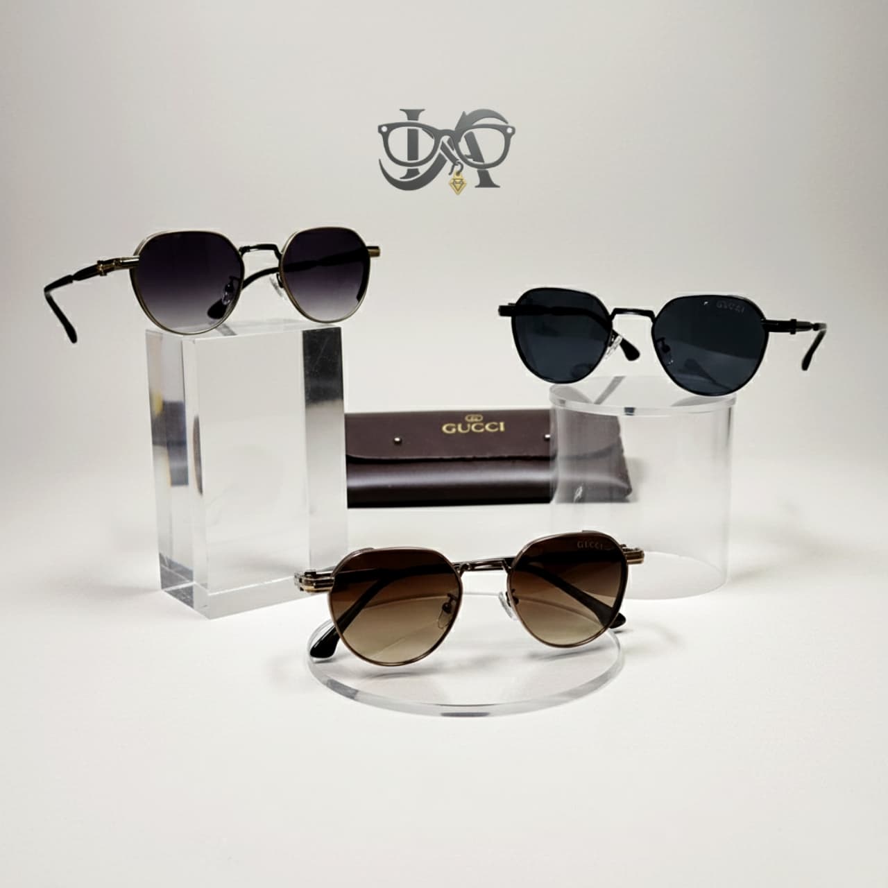 عینک آفتابی گرد کلاسیک فلزی برند گوچی Gucci مدل 2576