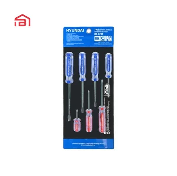 ست پیچ گوشتی دسته کریستالی 7 عددی هیوندای HT-7701 — تصویر ۲