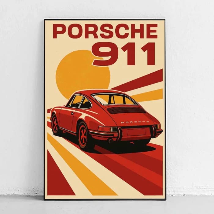 پوستر و تابلو مینیمال طرح Porsche 911
