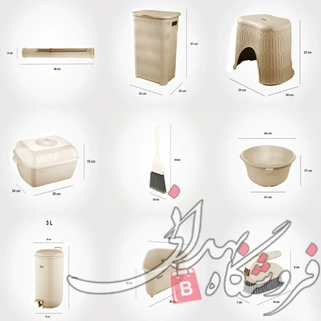 سرویس پلاستیک جهیزیه لیمون مارین 40 ایتم 58 پارچه وانیلی — تصویر ۶