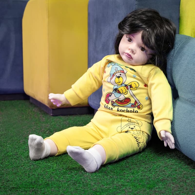 عروسک دخترانه سایز بزرگ مدل طبیعی ارتفاع ۶۰ سانتی‌متر