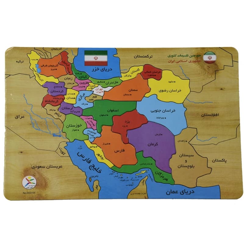 پازل چوبی ۳۲ تکه طرح نقشه ایران مدل CH12 (آموزش جغرافیا)