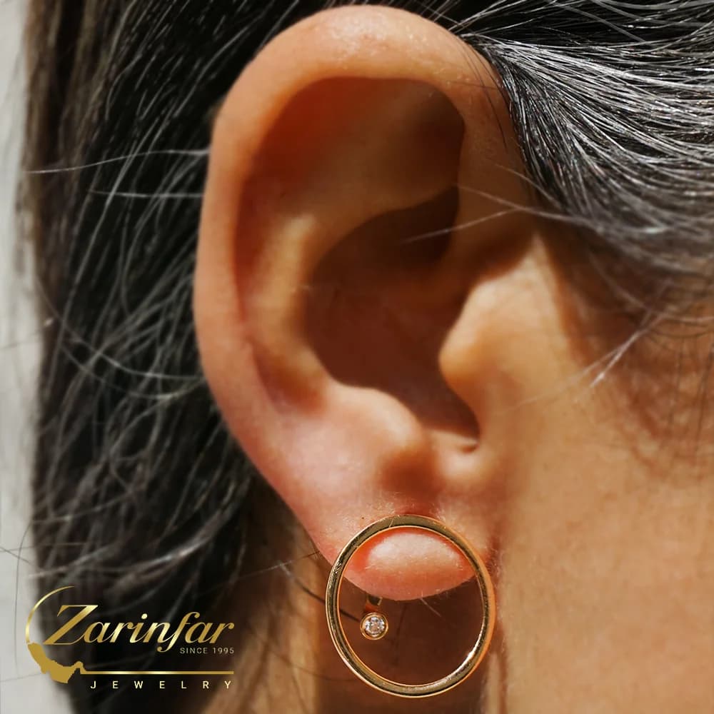 گوشواره طلا دایره 2 تکه E119 — تصویر ۲