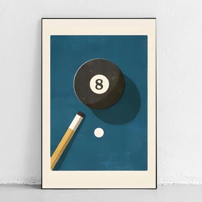 پوستر و تابلو مینیمال طرح Billiard 8 ball