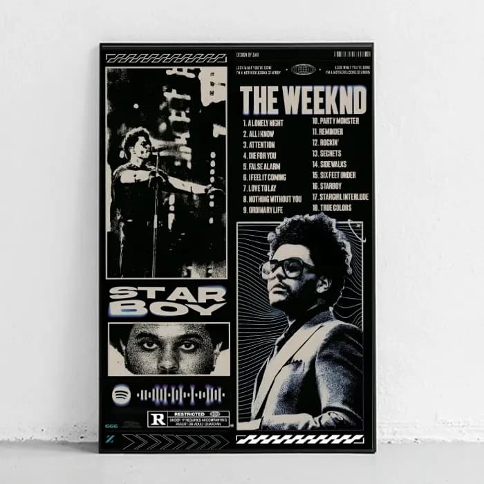 پوستر و تابلو مینیمال طرح The weeknd – Starboy