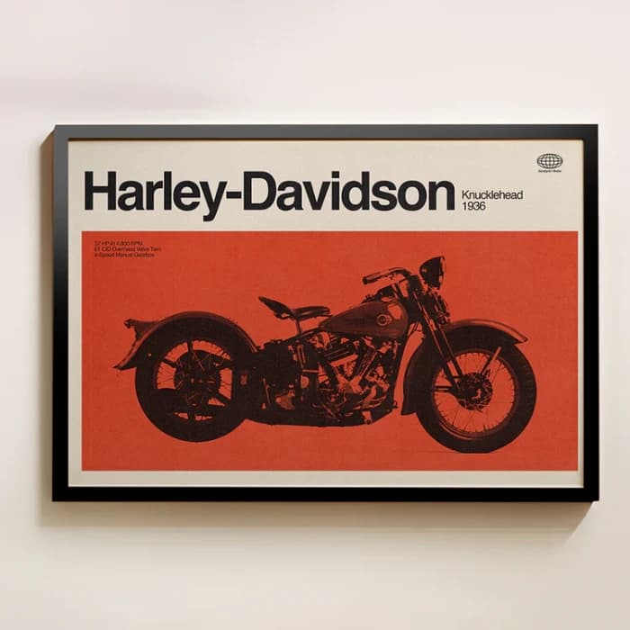 پوستر و تابلو مینیمال طرح Harley-Davidson Knucklehead 1936