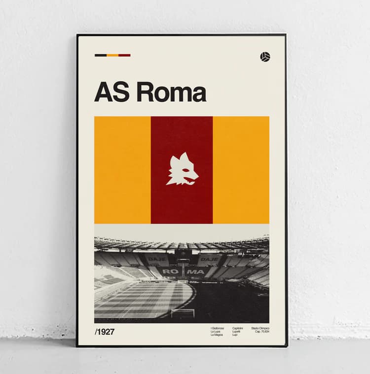 پوستر و تابلو مینیمال طرح تیم فوتبال AS Roma