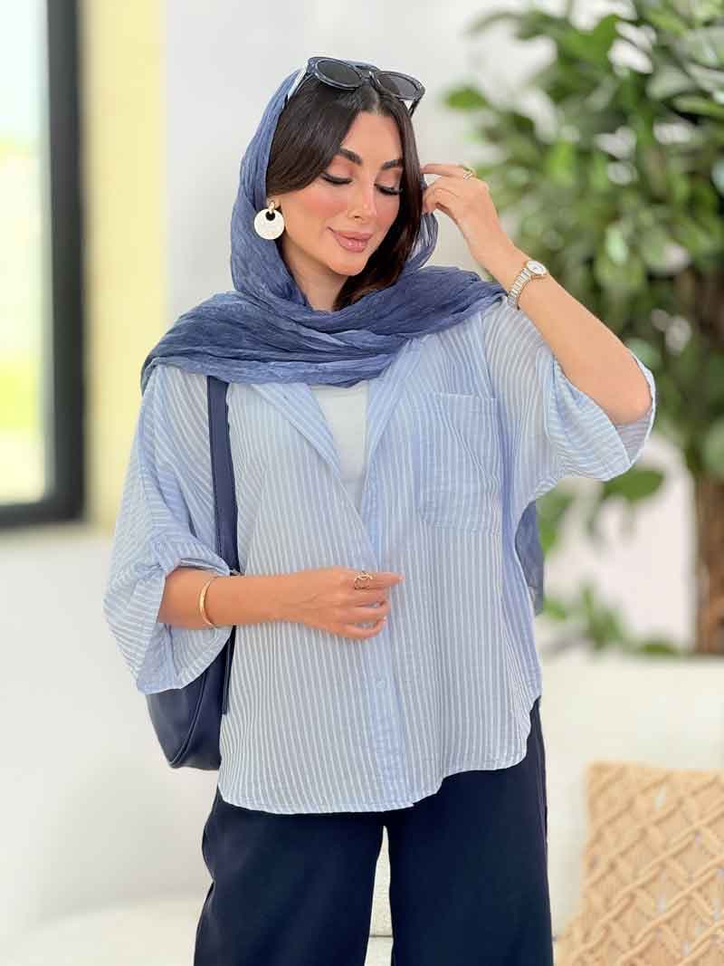 مانتو پانچ راه راه کد 8318 — تصویر ۴