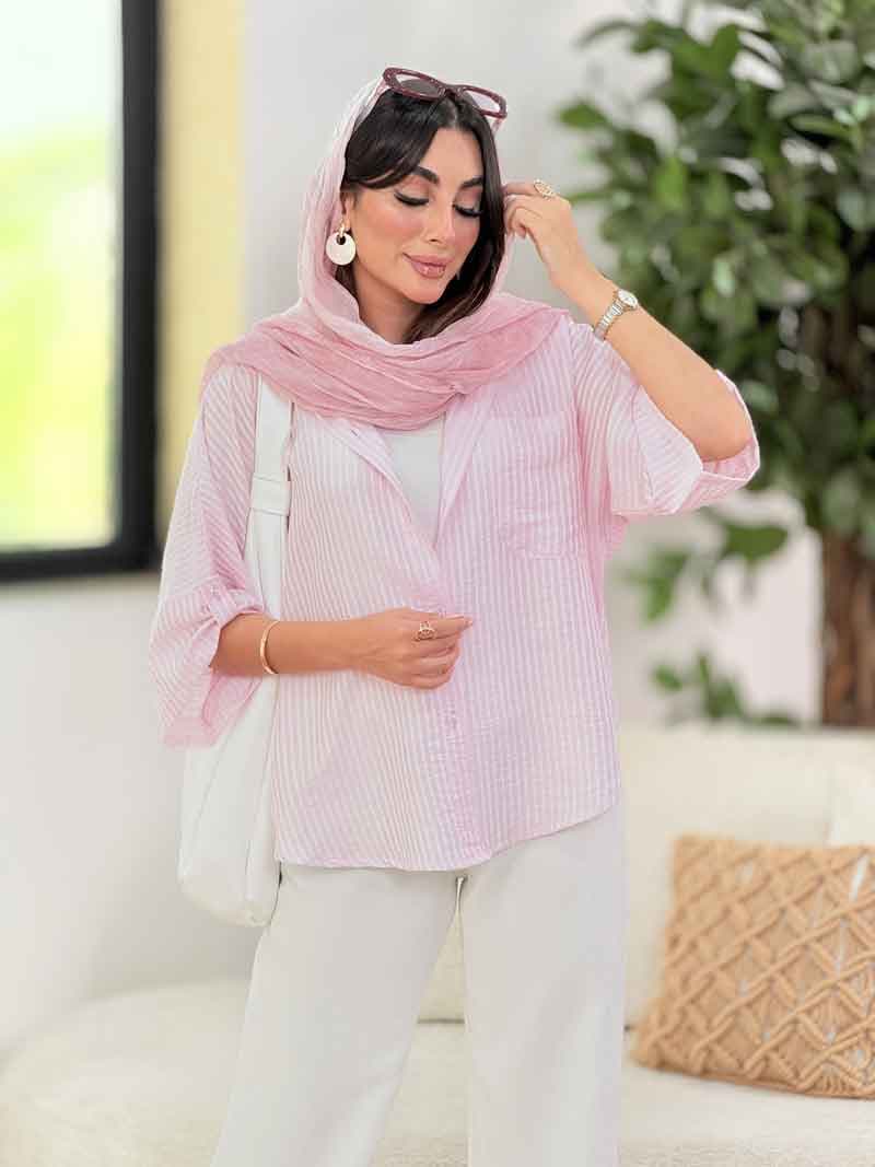 مانتو پانچ راه راه کد 8318 — تصویر ۷
