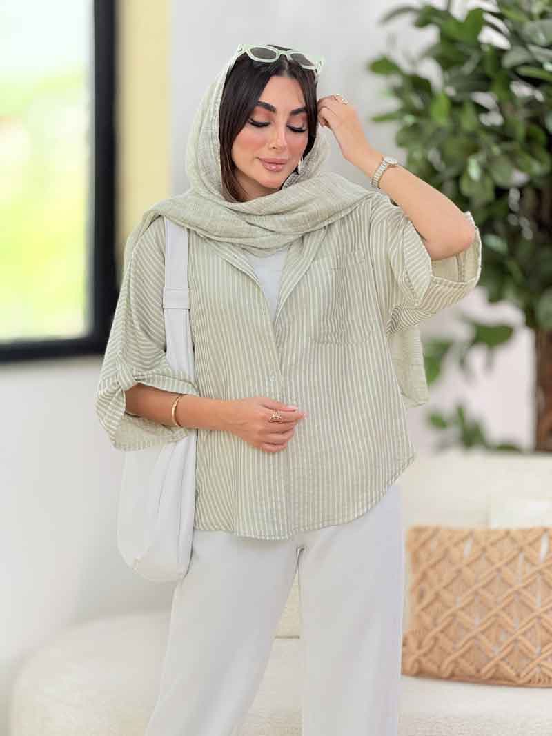مانتو پانچ راه راه کد 8318 — تصویر ۲