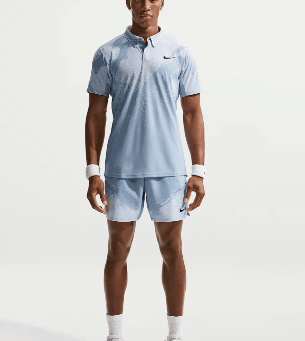 پلوشرت تنیس مردانه نایک NikeCourt Slam Dri-FIT ADV – آبی مات — تصویر ۴