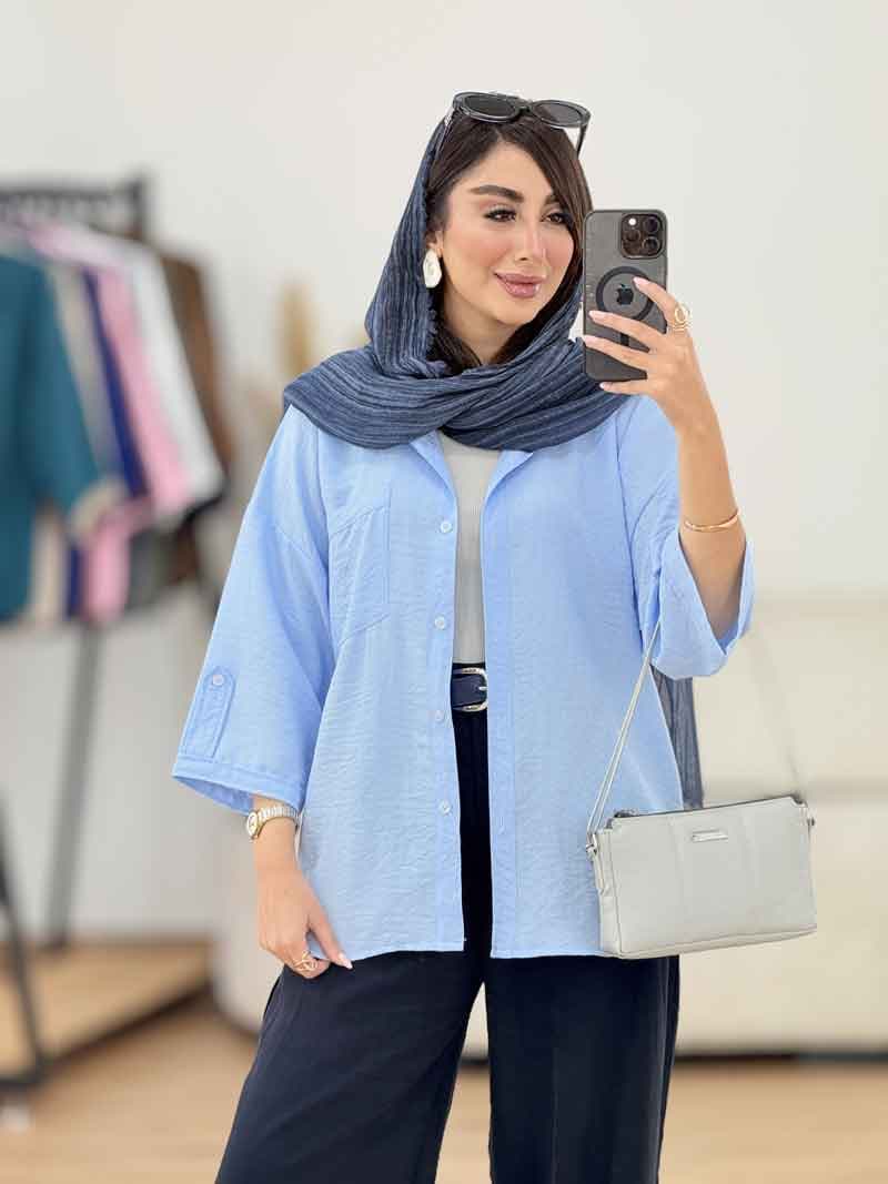 مانتو تک جیب آستین پاگن آندیا کد 8307 — تصویر ۳