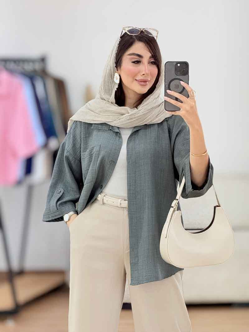 مانتو تک جیب آستین پاگن آندیا کد 8307 — تصویر ۵