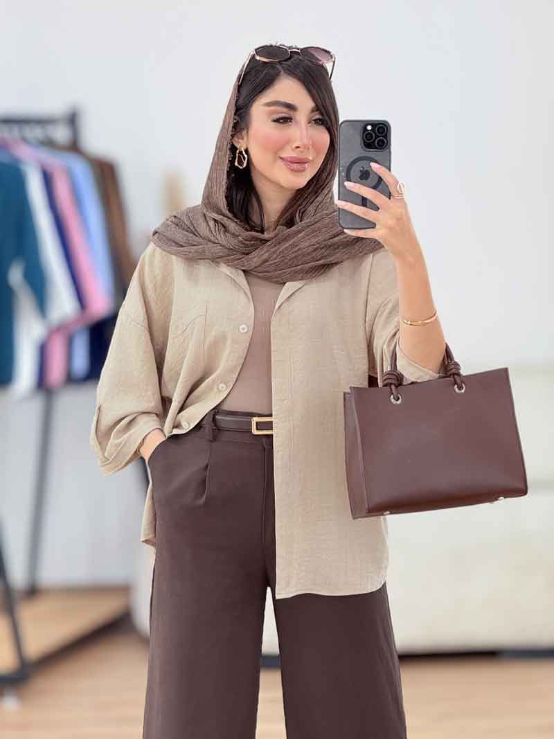 مانتو تک جیب آستین پاگن آندیا کد 8307 — تصویر ۸