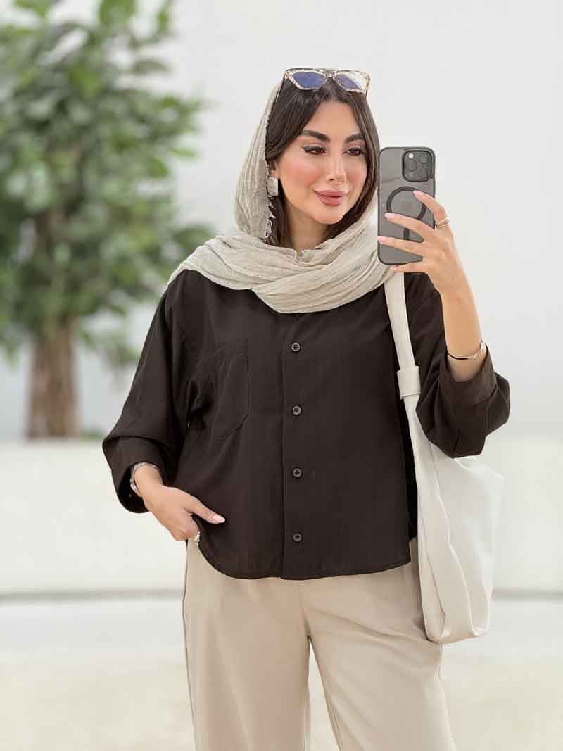 مانتو تک جیب آستین پیله کد 8248 — تصویر ۳