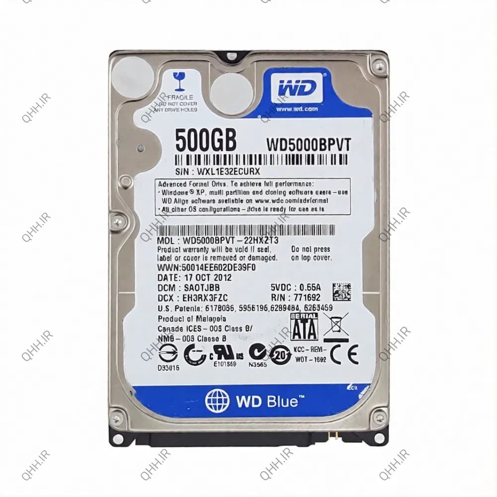 هارد HDD لپ تاپ 500 گیگابایت وسترن Sata 5400RPM Blue -ریفر — تصویر ۲