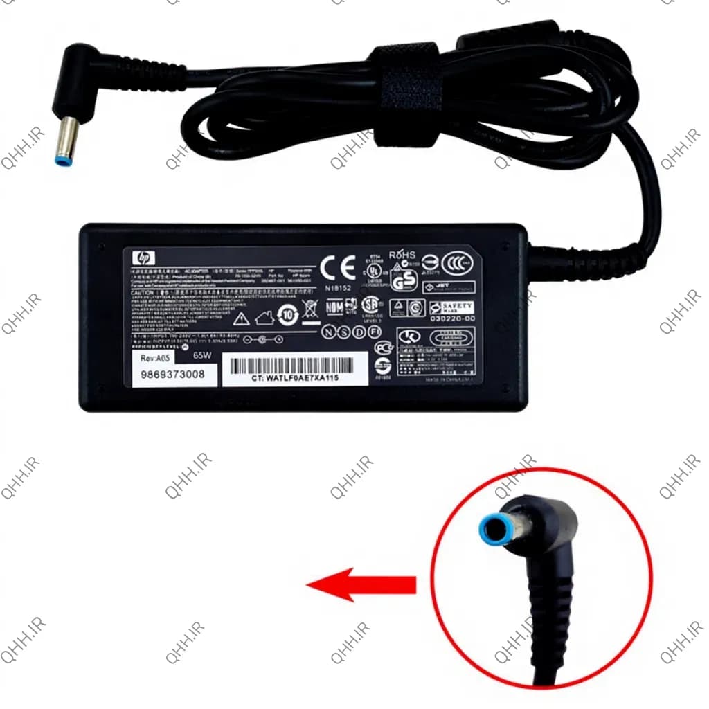 آداپتور لپ تاپ اچ پی 19.5V 3.3A سرفیش آبی