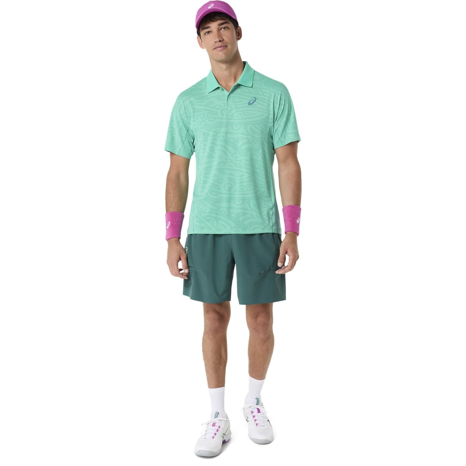 پلوشرت تنیس مردانه اسیکس Asics MATCH JACQUARD POLO SS TOP- سبز — تصویر ۴
