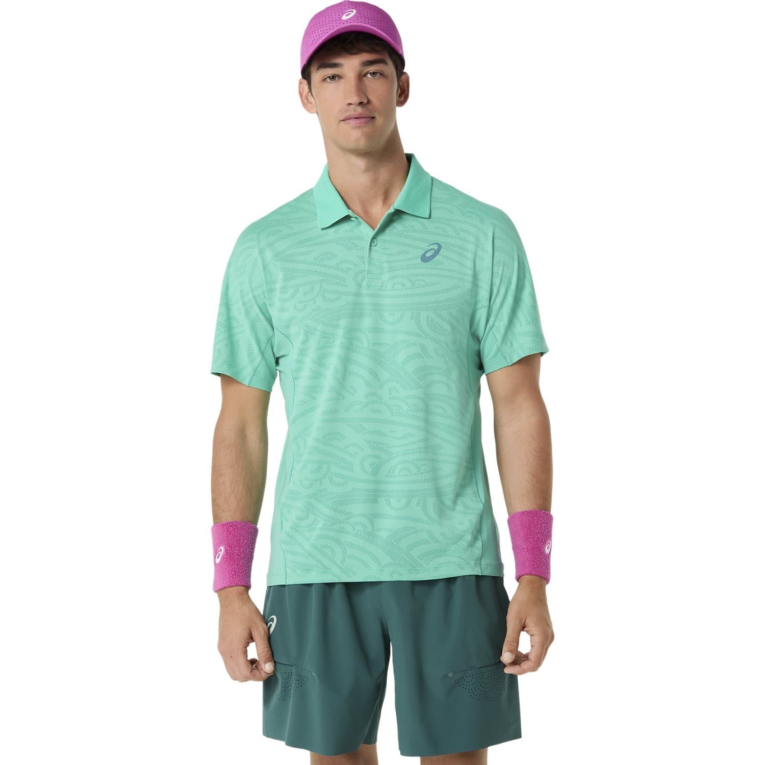 پلوشرت تنیس مردانه اسیکس Asics MATCH JACQUARD POLO SS TOP- سبز — تصویر ۲