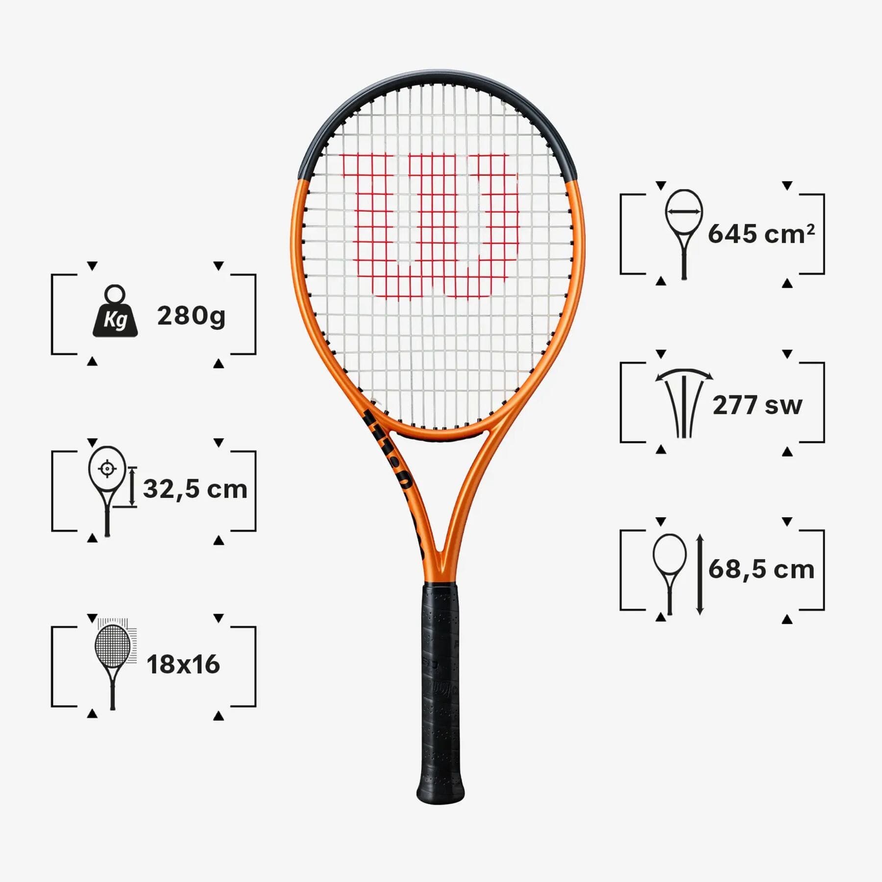راکت تنیس حرفه ای بزرگسالان ویلسون Wilson Burn 100LS V6.0 – نارنجی — تصویر ۴