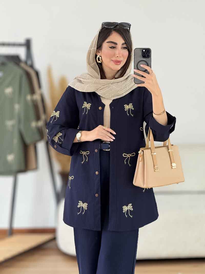 مانتو آستین پاگن طرح پاپیون کد 8215 — تصویر ۲