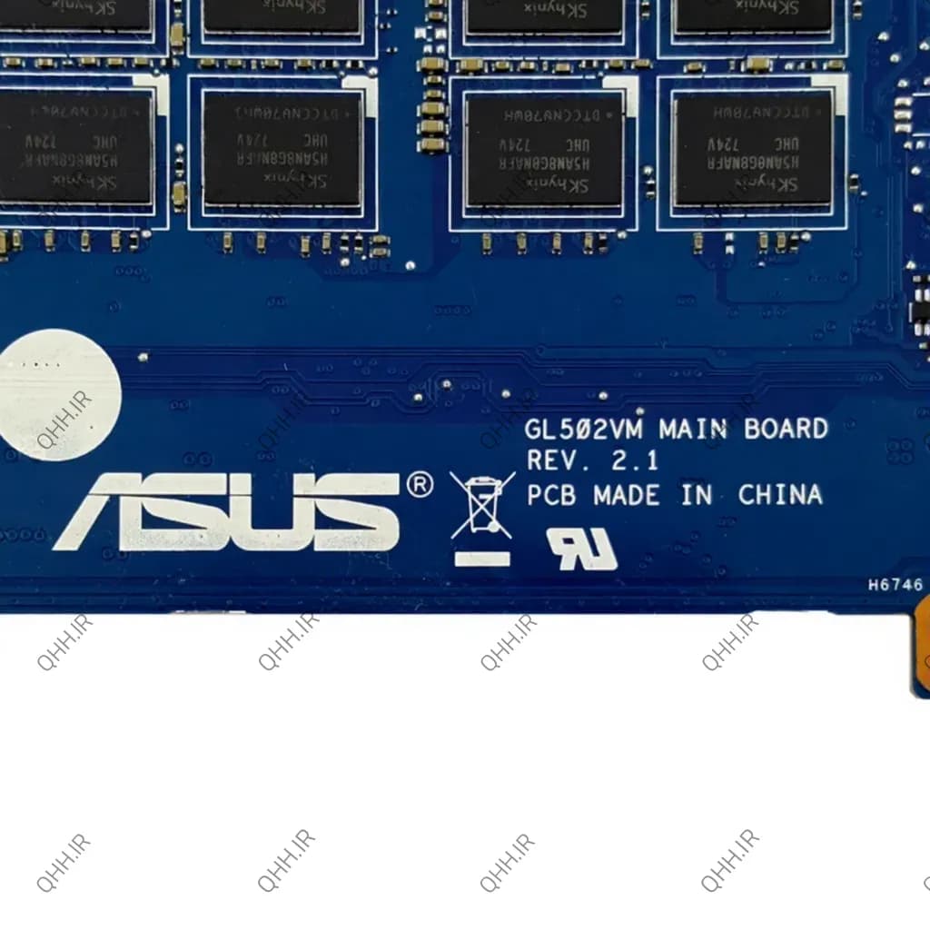 مادربرد لپ تاپ ایسوس ROG GL502VM CPU-I7-7_Ram-8GB_VGA-3GB گرافیک دار-با سوکت Type C-اسلات رم خراب — تصویر ۴