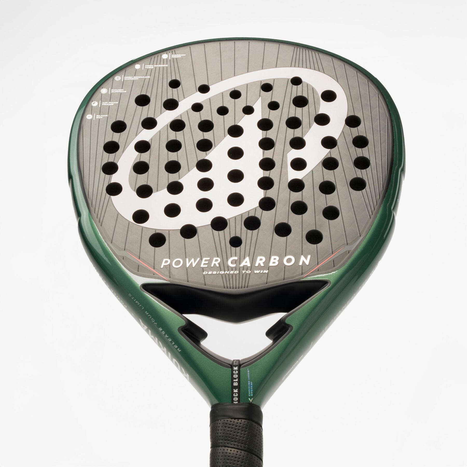 راکت پدل بزرگسال دکتلون Decathlon Adult Padel Kuikma Power Carbon – مشکی/سبز — تصویر ۶