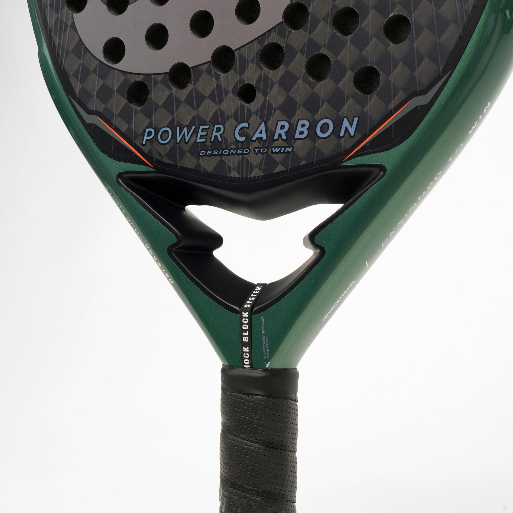 راکت پدل بزرگسال دکتلون Decathlon Adult Padel Kuikma Power Carbon – مشکی/سبز — تصویر ۵