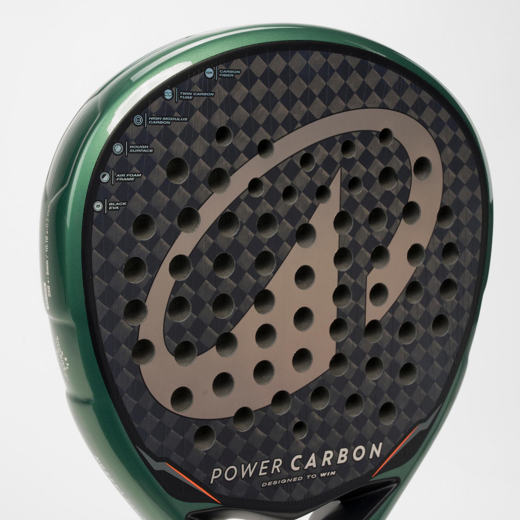 راکت پدل بزرگسال دکتلون Decathlon Adult Padel Kuikma Power Carbon – مشکی/سبز — تصویر ۳
